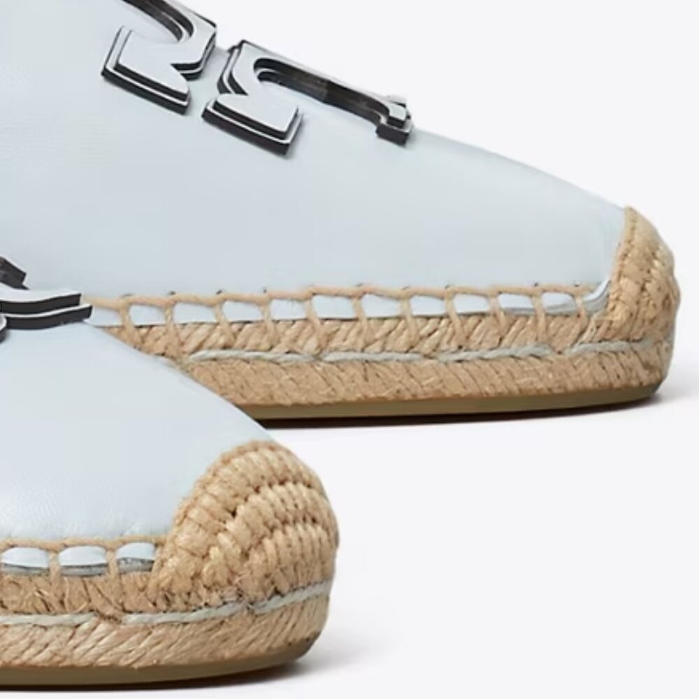 Tory Burch $228 Ines Espadrille Flats Pale Icy Blue Leather 9.5 10 - Picture 8 of 8